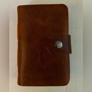 NWOT - Handmade Mini Leather Journal with Single Snap Closure (Brown)